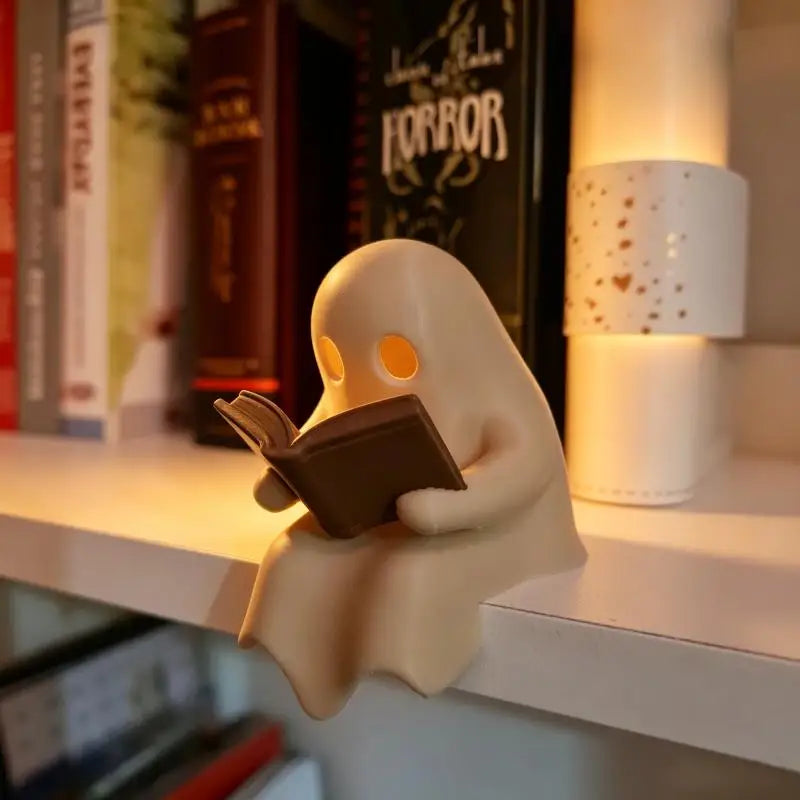 Halloween Party Decoration Favors Cute Ghost Reading Book Lamp Desktop Ornament Bedroom Home Decor Kids Holiday Gift
